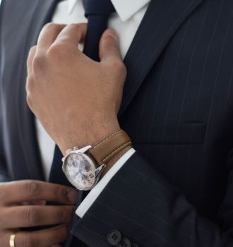 Attorney adjusting his tie