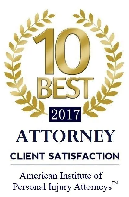 2017 10 Best Client Satisfaction Badge from the American Institute of Personal Injury Lawyers