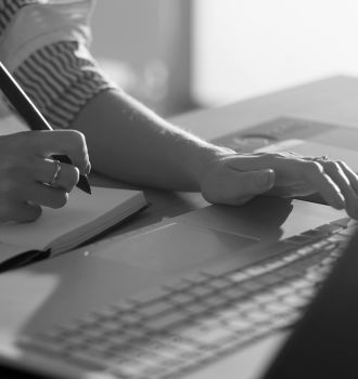 Woman working at a computer